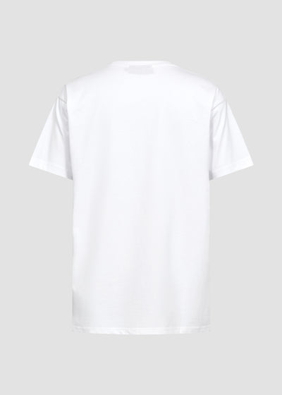 Hvid unisex t-shirt fra Perfect Jeans, set bagfra.